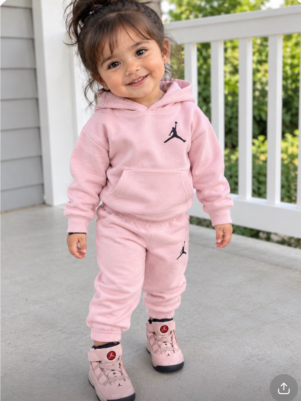 Jordan Kids Pink and Black High-Top Sneakers